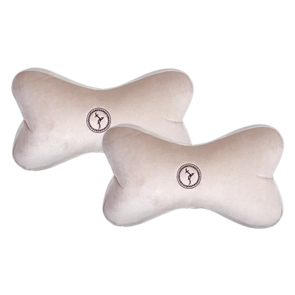 Memory Foam Neck Cushion - Pluto (Beige Color) - Pack of 2 Pcs for Comfortable Car Travel.