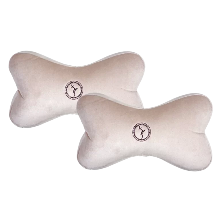 Memory Foam Neck Cushion - Pluto (Beige Color) - Pack of 2 Pcs for Comfortable Car Travel.
