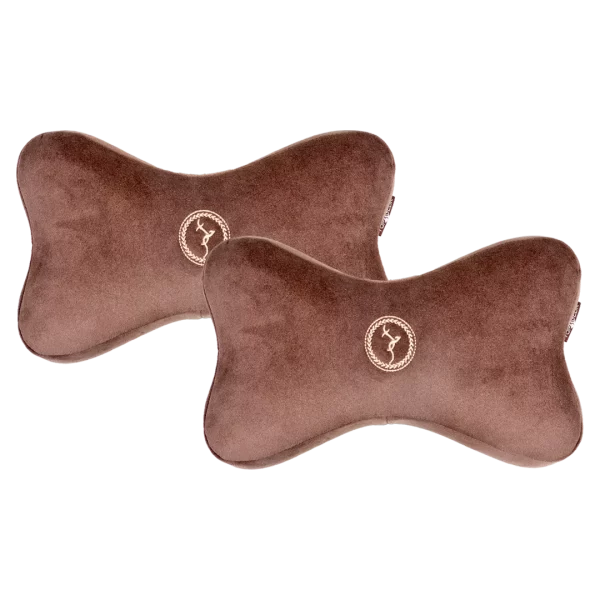 Memory Foam Neck Cushion - Pluto (Coffee Color) - Pack of 2 Pcs for Comfortable Car Travel.