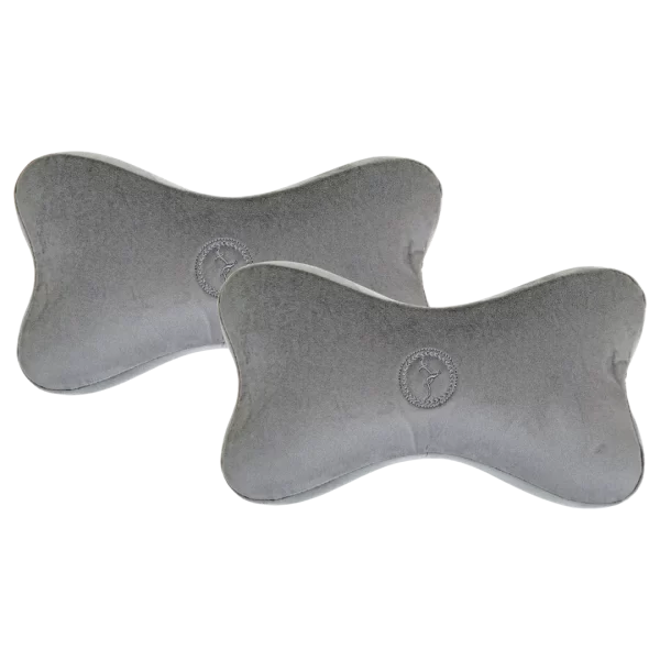 Memory Foam Neck Cushion - Pluto-1 (Gray) - Pack of 2 Pcs for Comfortable Car Travel.
