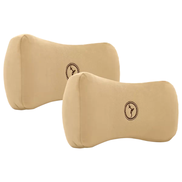 Memory Foam Neck Cushion - Pluto (Beige Color) - Pack of 2 Pcs - Car Travel Accessories.